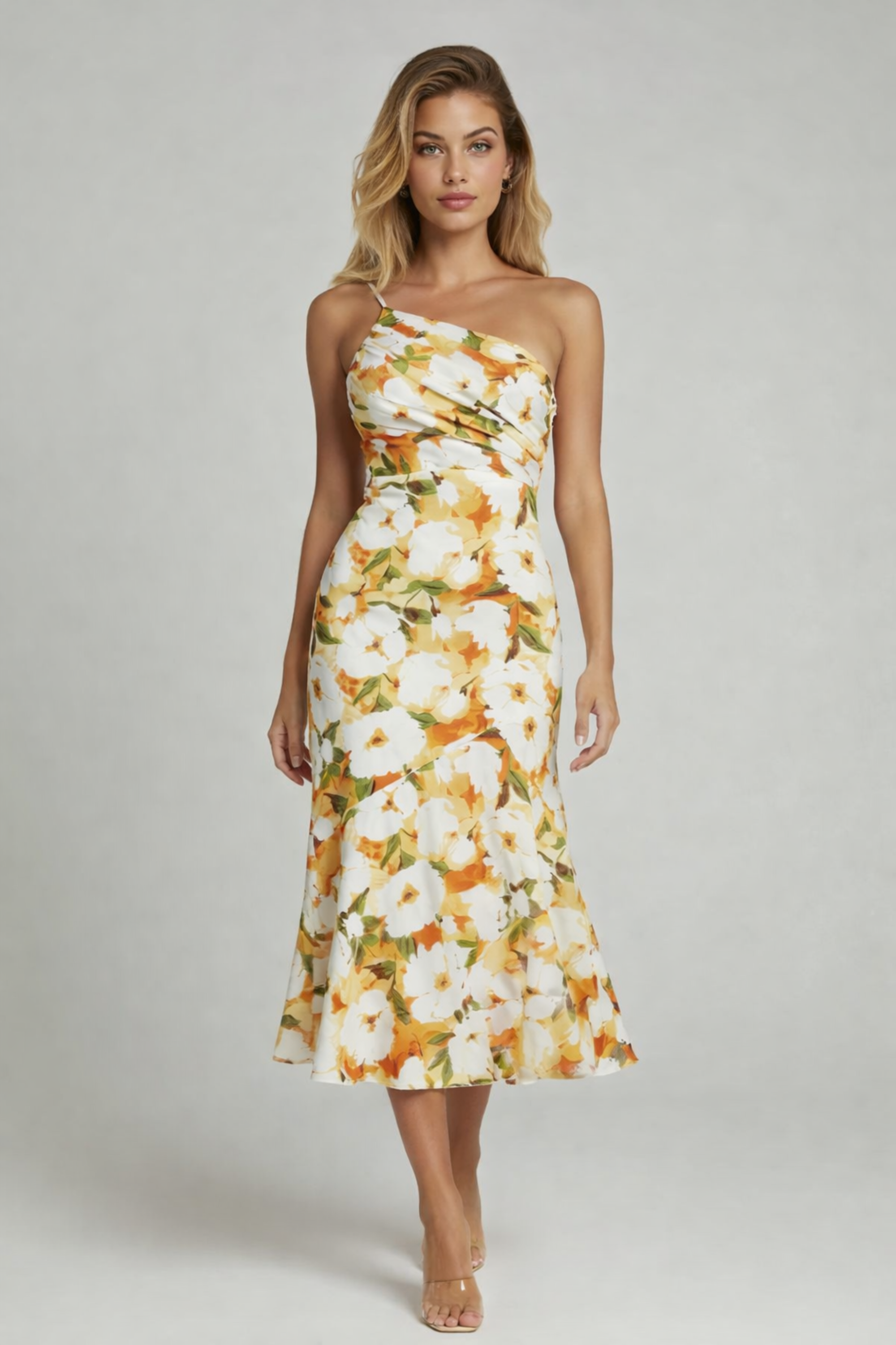 Livia | One-Shoulder Floral Midi Dress