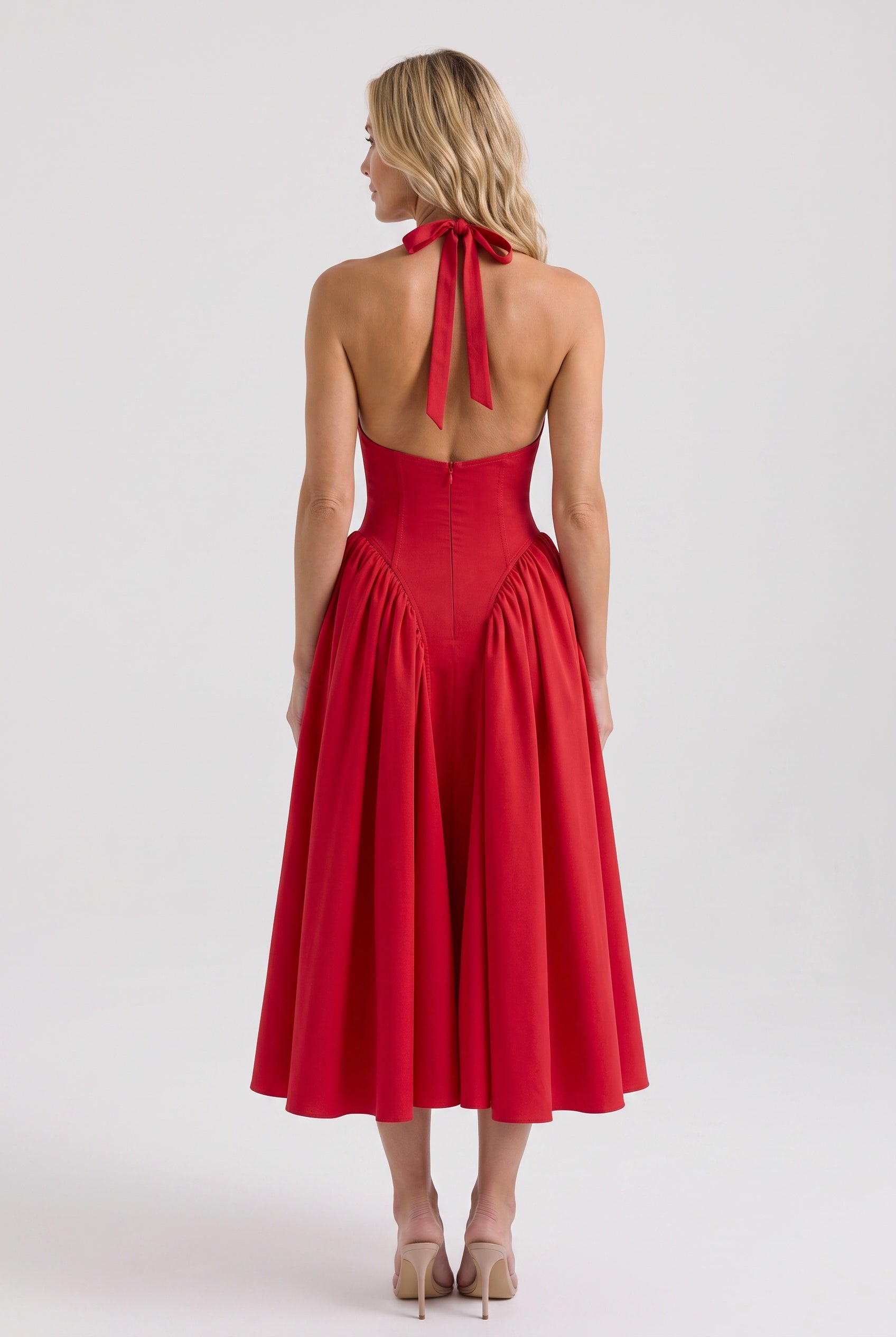 Fernanda | Halter Neck Full Skirt Midi Sundress
