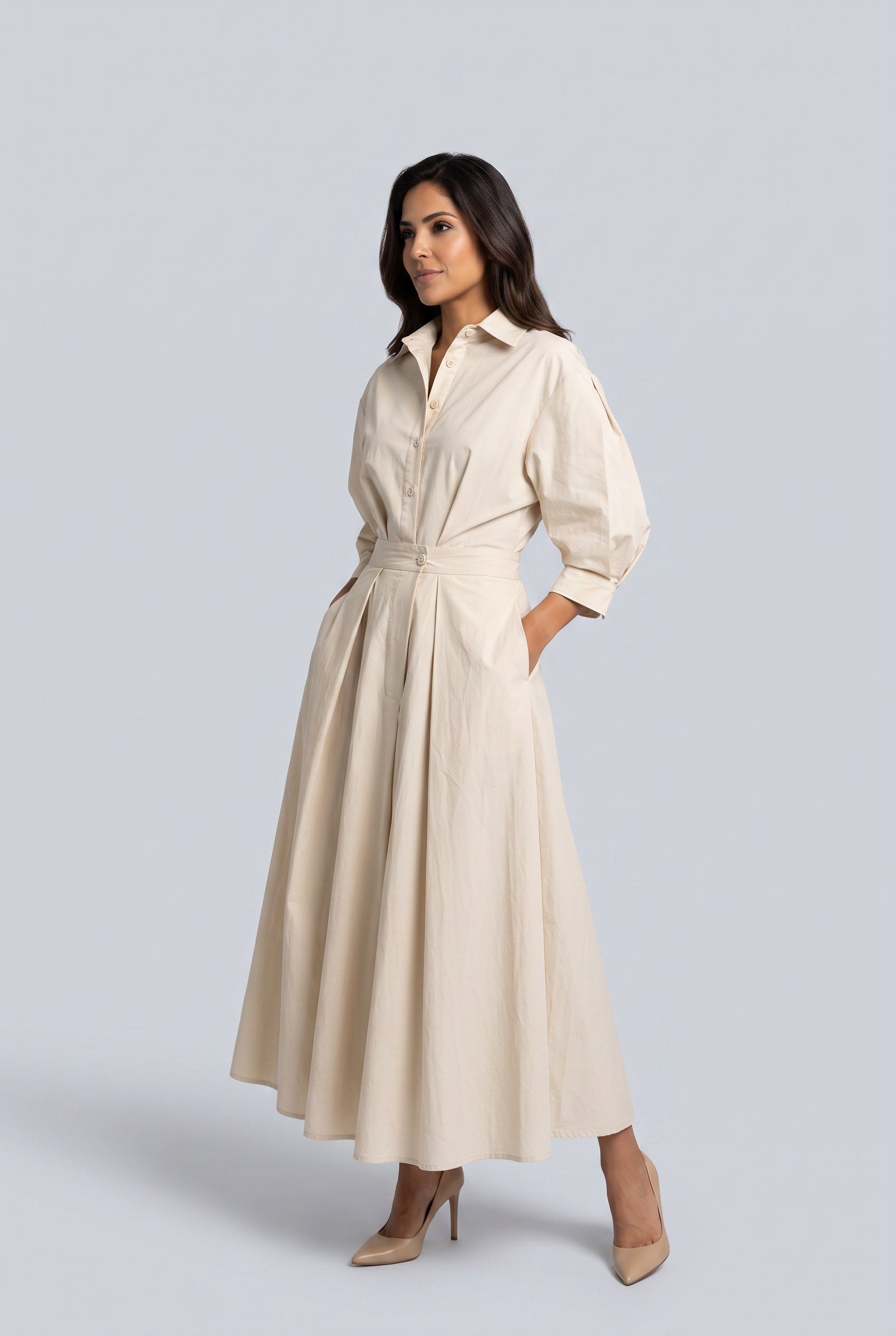 Mira | Collared Long Sleeve Maxi Dress