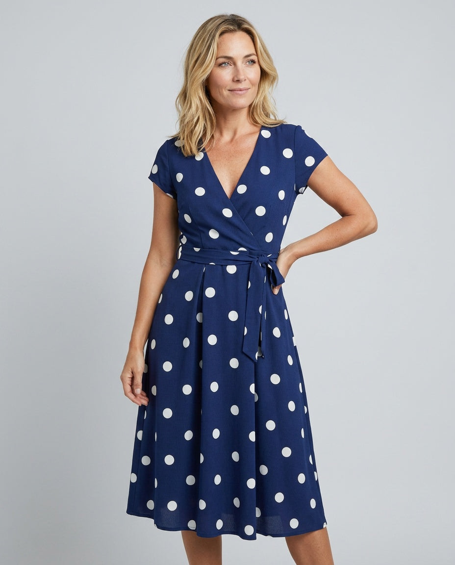 Camille | Polkadot Wrap Midi Dress