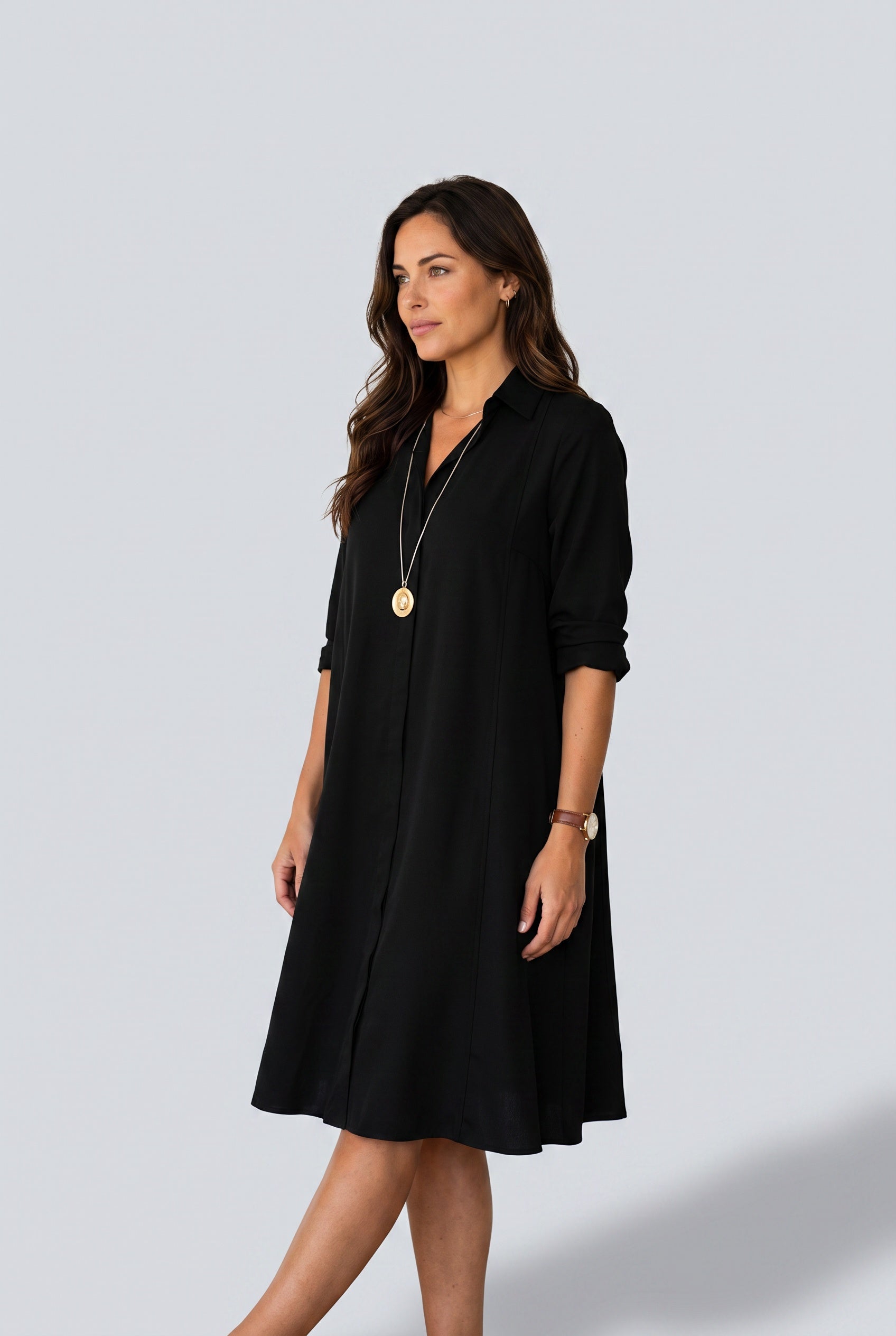 Bianca | Collared Long Sleeve Polo Midi Dress