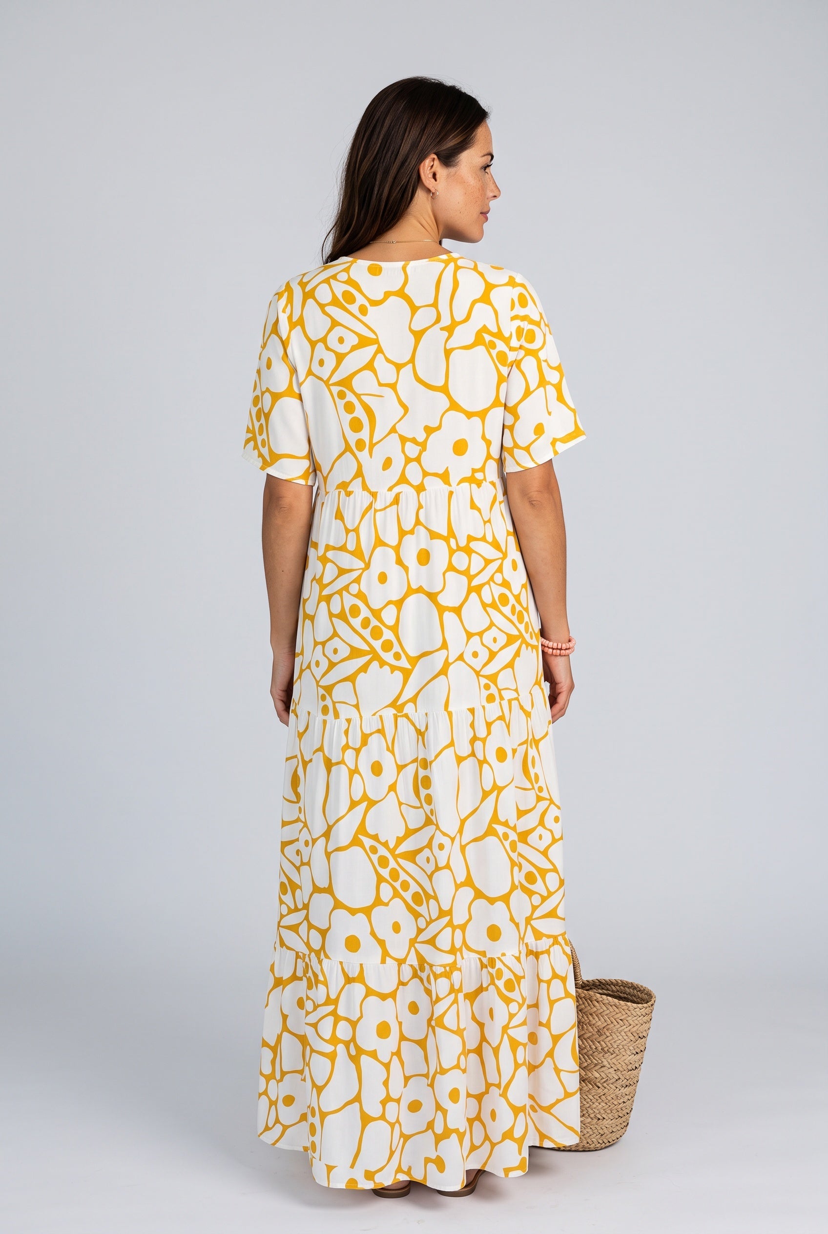 Nina | Abstract Print V-Neck Maxi Dress