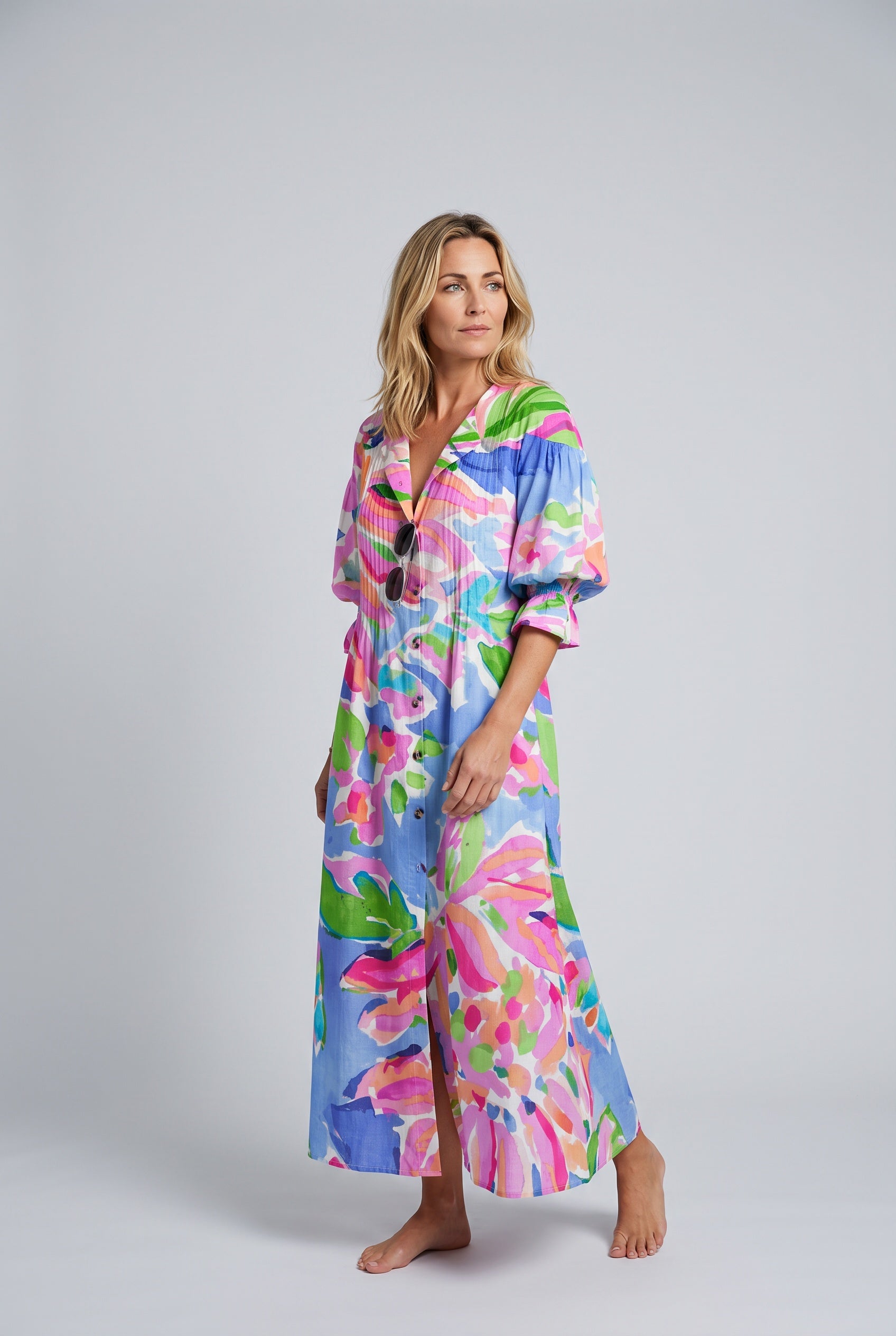 Anouk | Floral V-Neck Short Sleeve Maxi Dress