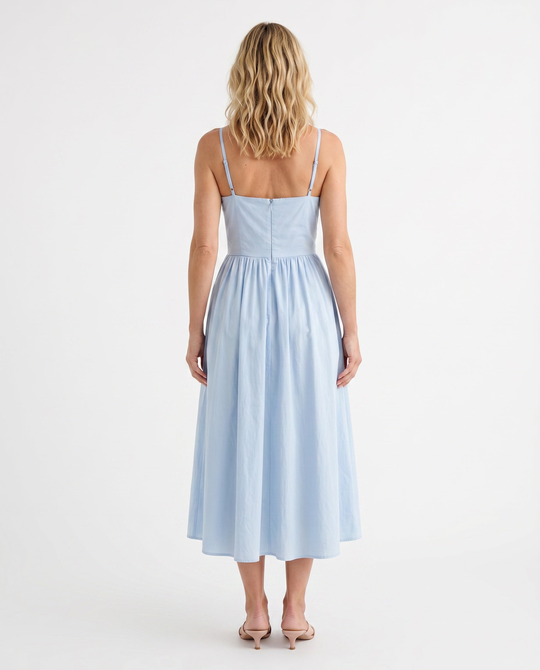 Noor | Spaghetti Strap Lace-Up Midi Dress