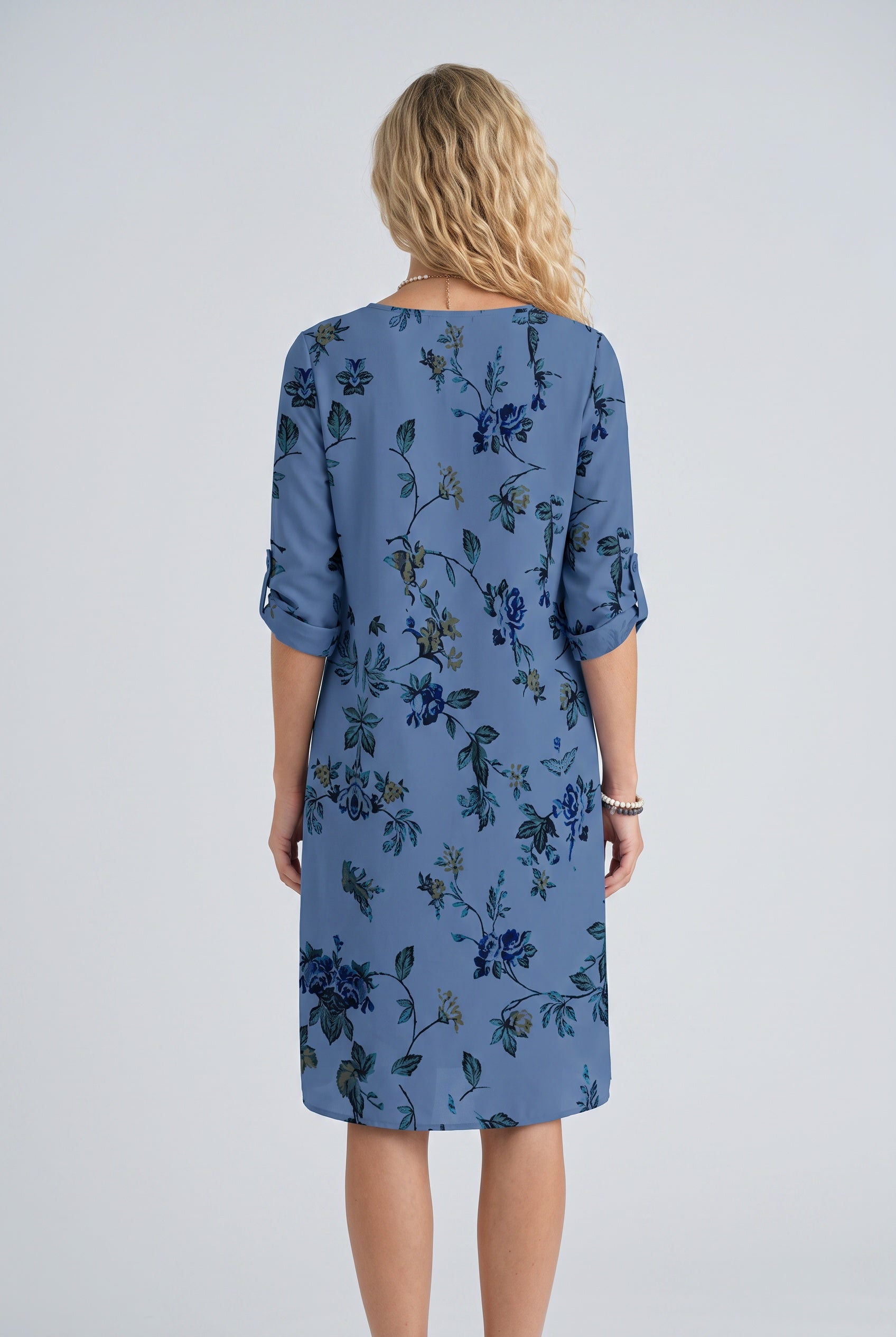 Xenia | Round Neck Short Sleeve Midi Dress