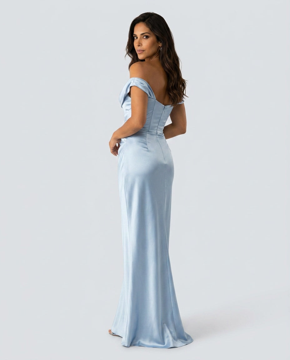 Isadora | Asymmetric Lace-Trim Strapless Maxi Dress