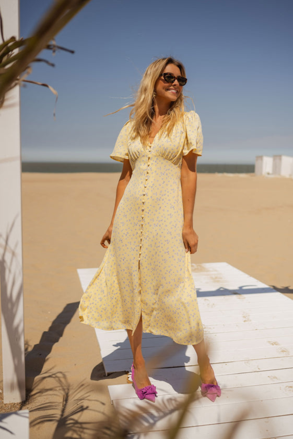 Fern | Floral Print V-Neck Midi Dress