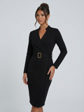 Isolde | Belted Midi Dress with Structured Collar
