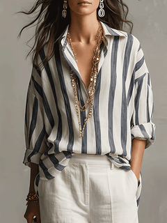WILLA — Striped Cotton-Linen Shirt