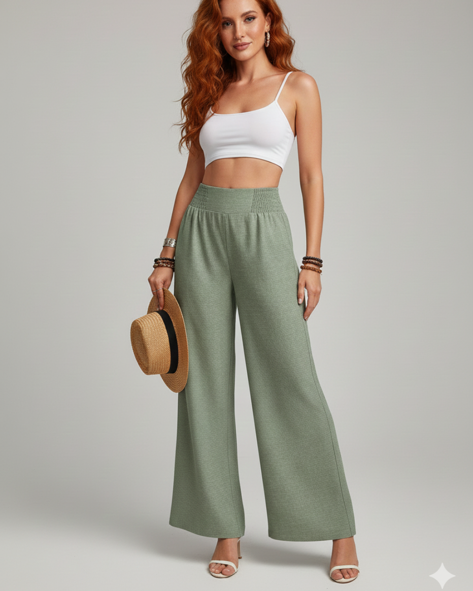 Lina | Wide-Leg Pants with Elastic Waist