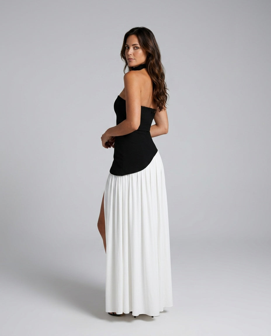 Romy | Strapless Asymmetric Waist Maxi Dress