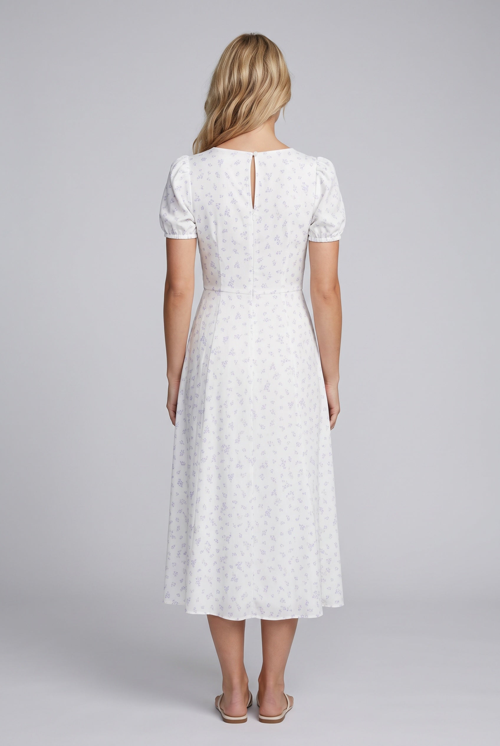 Lila | Floral Puff Sleeve Corset Boho Midi Dress