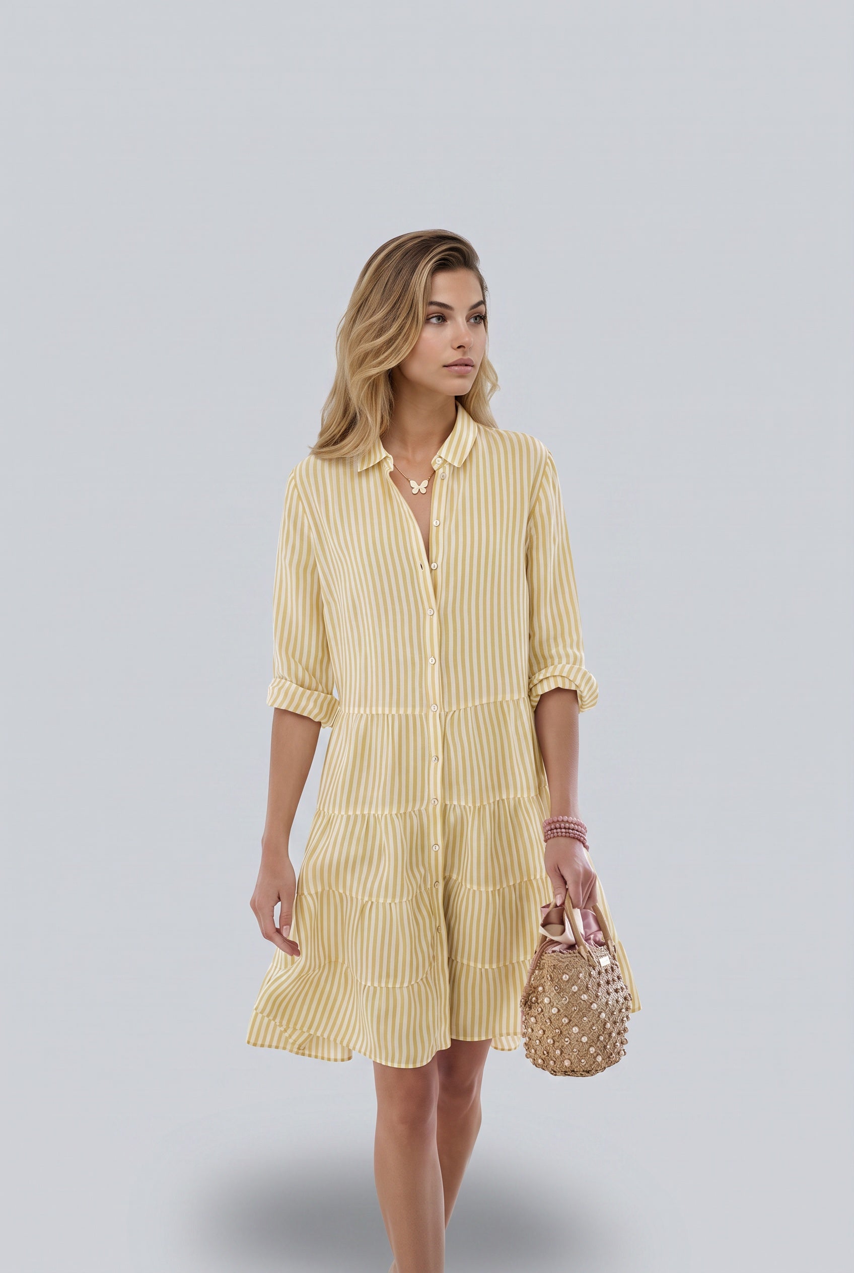 Suri | Striped Button Front Mini Dress