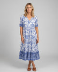 Soraya | Tiered Block Print Boho Midi Dress