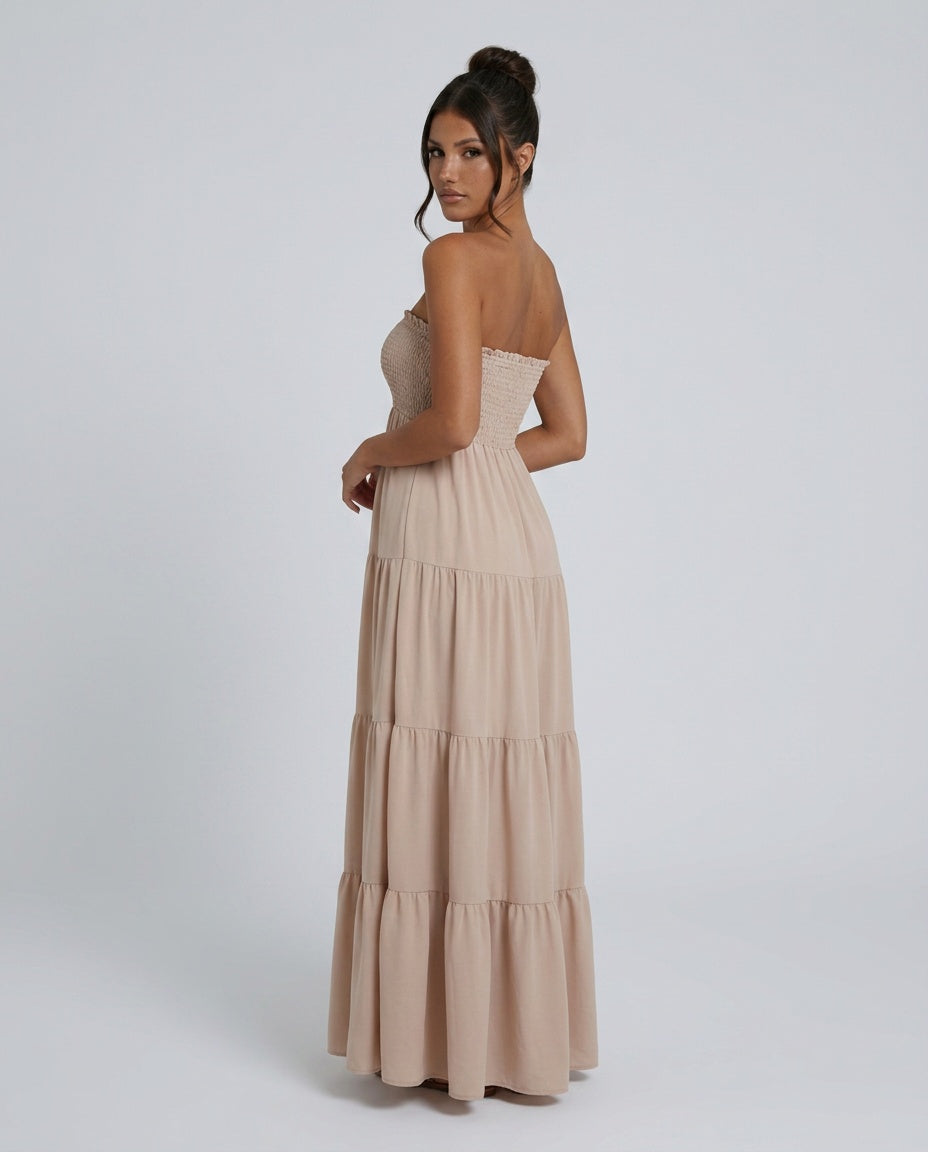 Harlow | Strapless Ruched Maxi Dress