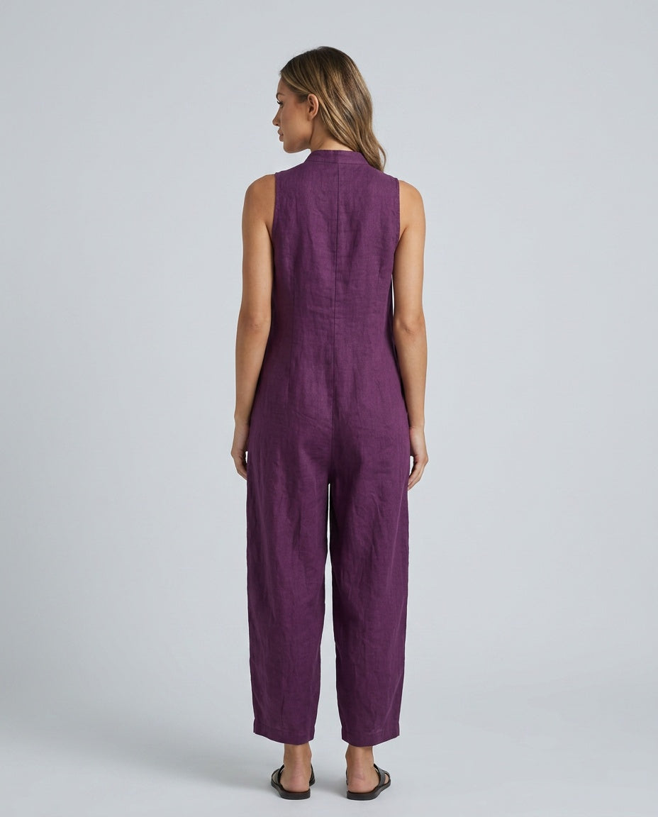 Harper | Linen-Blend Sleeveless Loose Jumpsuit