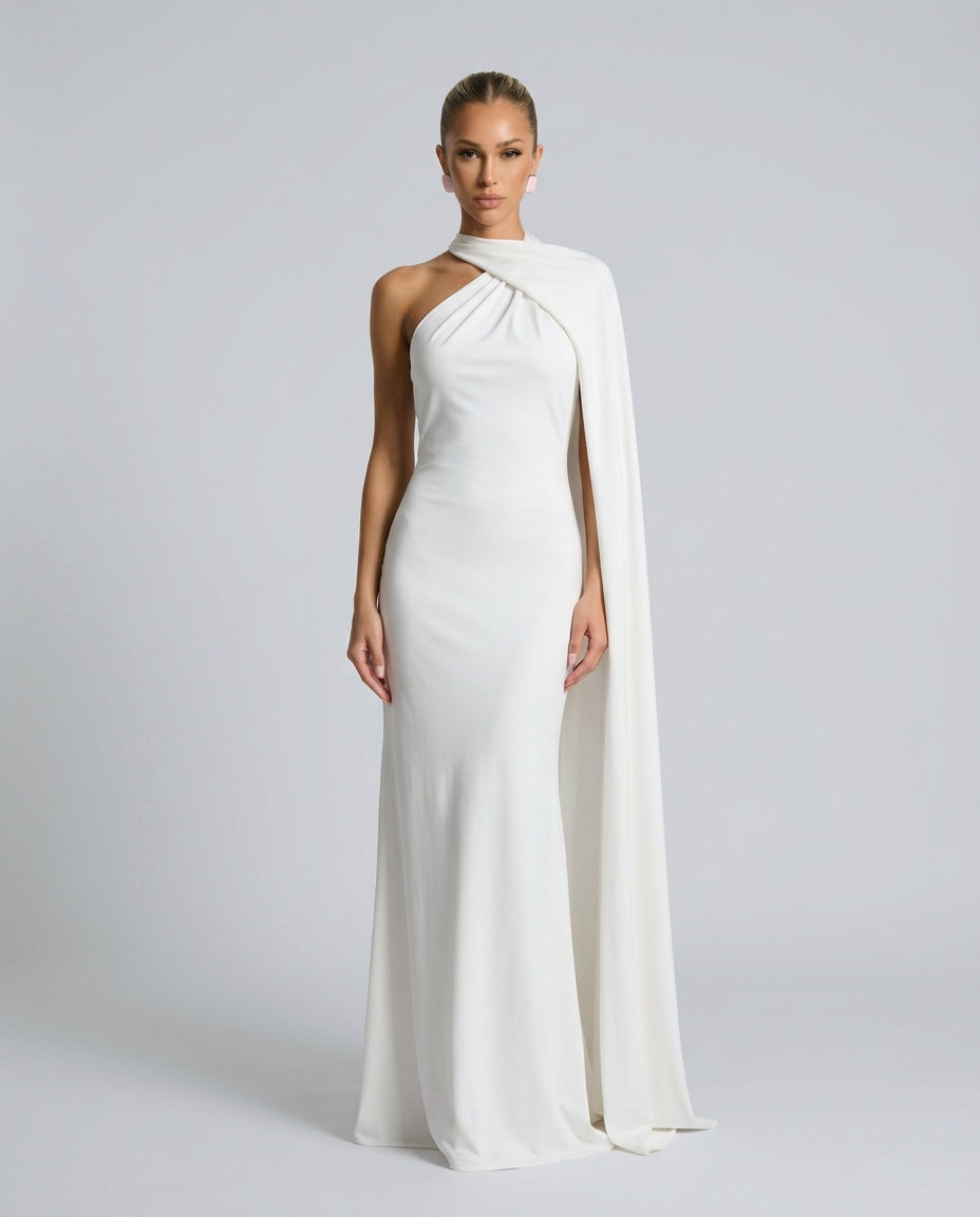 Celeste | Draped One-Shoulder Maxi Dress
