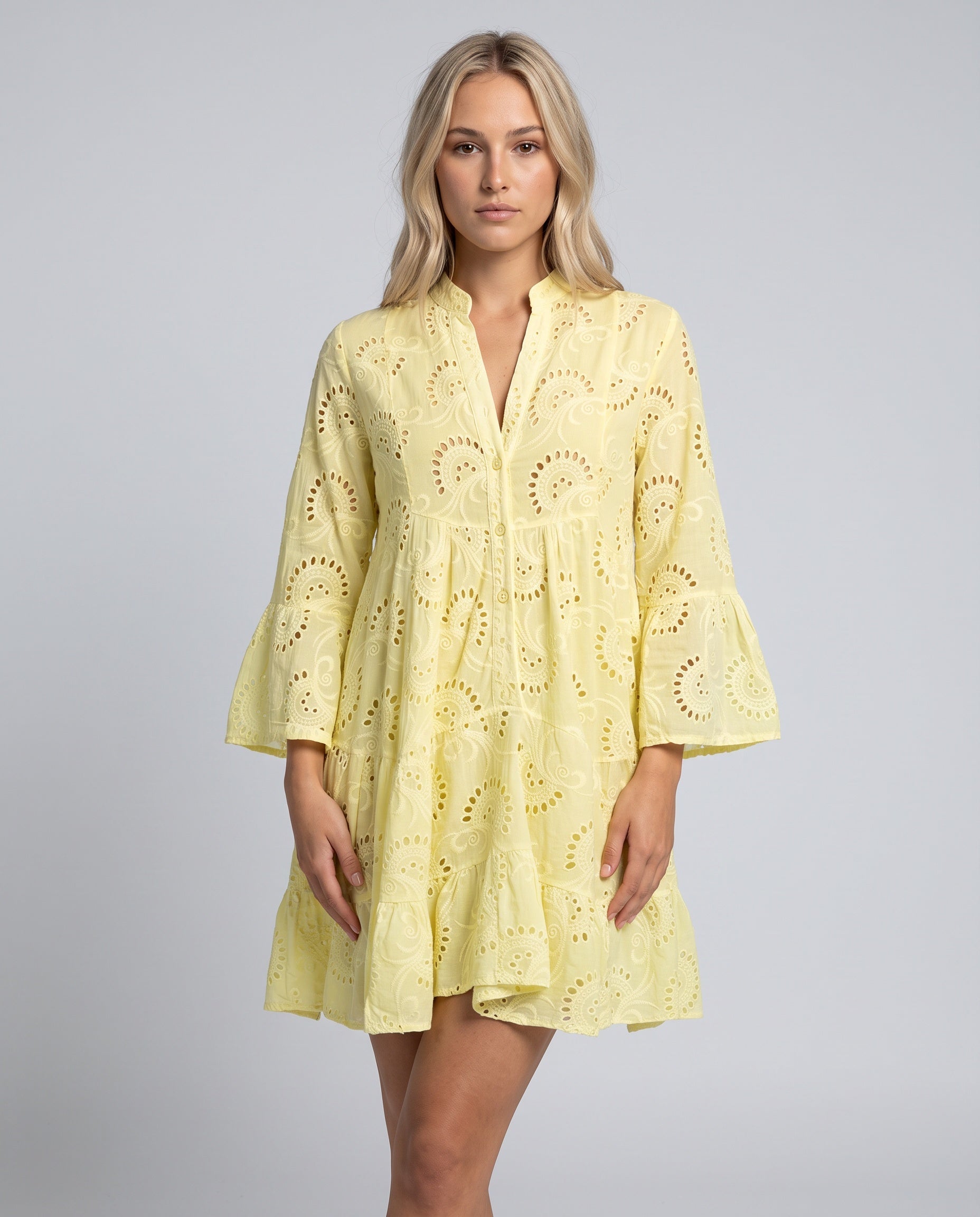 Edith | Embroidered Tiered Mini Dress