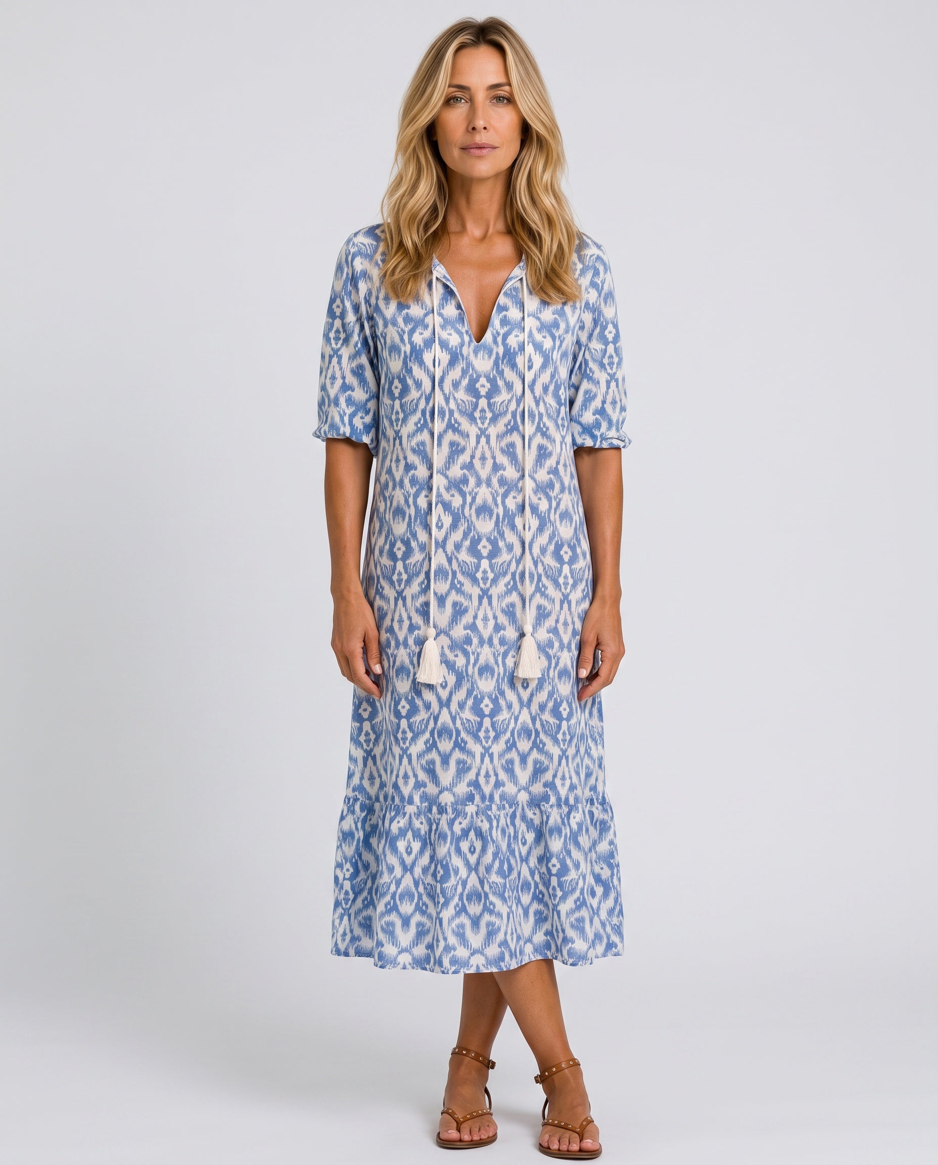 Sienna | Boho Floral Print Midi Dress