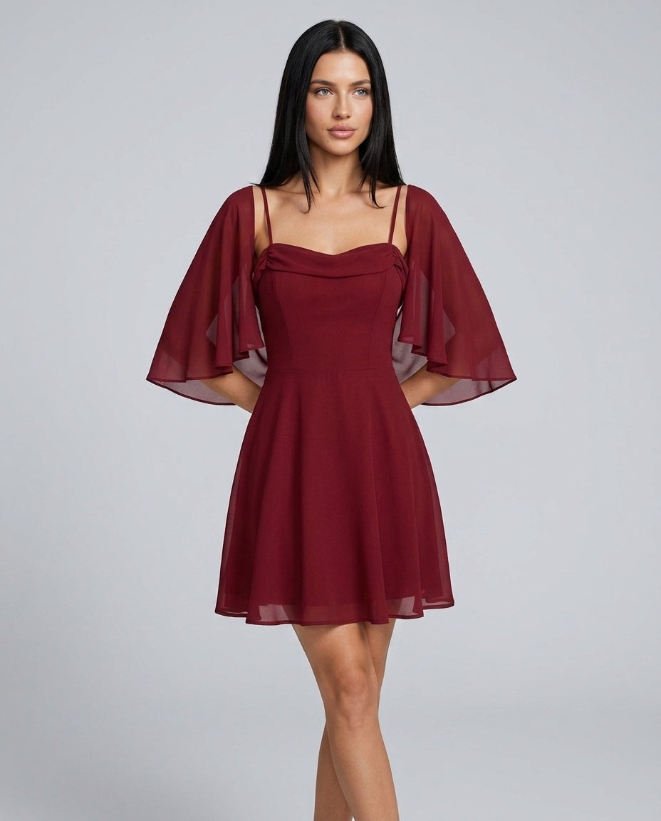 Valentina | Ruched Slip Chiffon Mini Dress