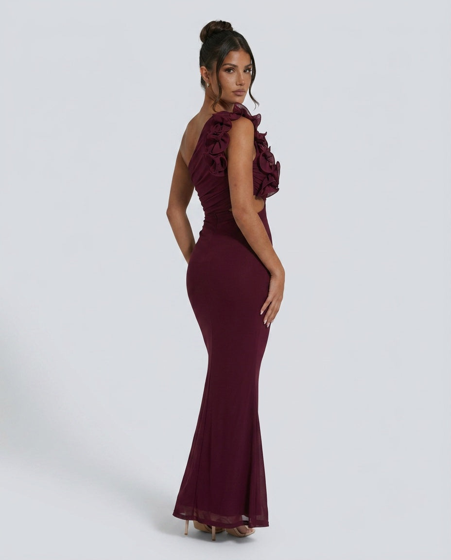 Lara | One Shoulder Ruffle Maxi Dress
