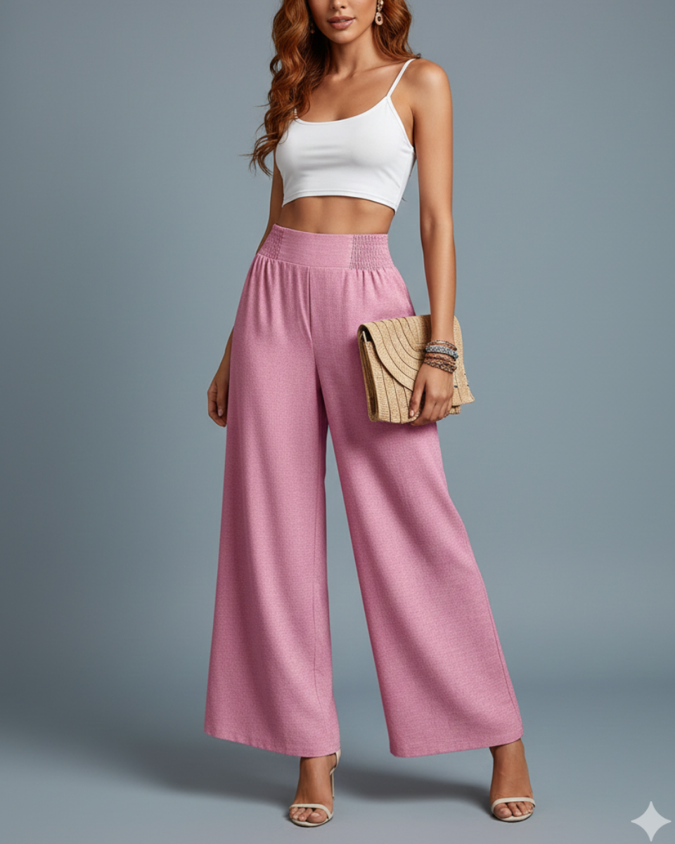 Lina | Wide-Leg Pants with Elastic Waist