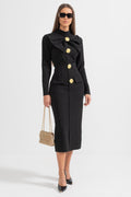 Lena | Bow-Collar Long-Sleeve Midi Dress