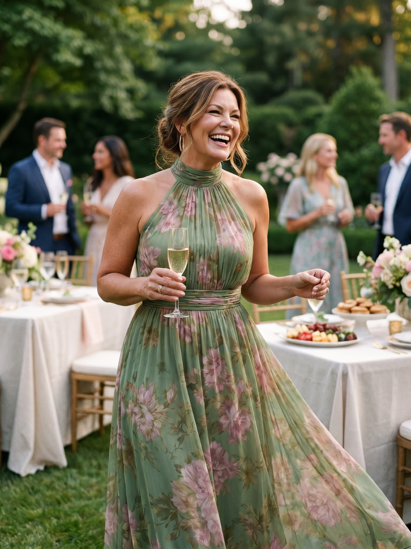 Adeline | Gathered Halter Midi Dress