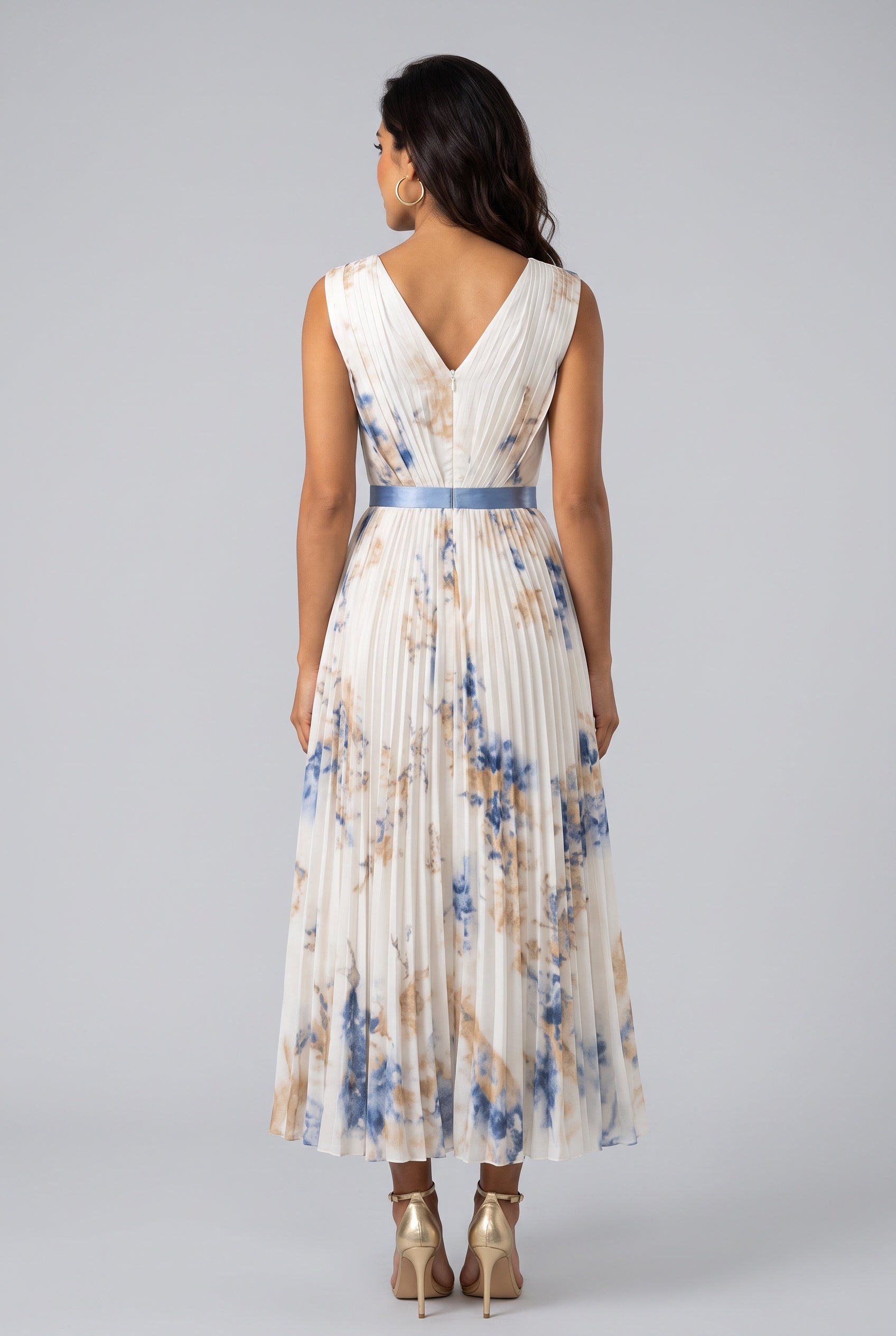 Ottilie | Pleated Sleeveless Maxi Dress
