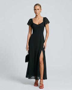 Greta | Sweetheart Neck Chiffon Maxi Dress