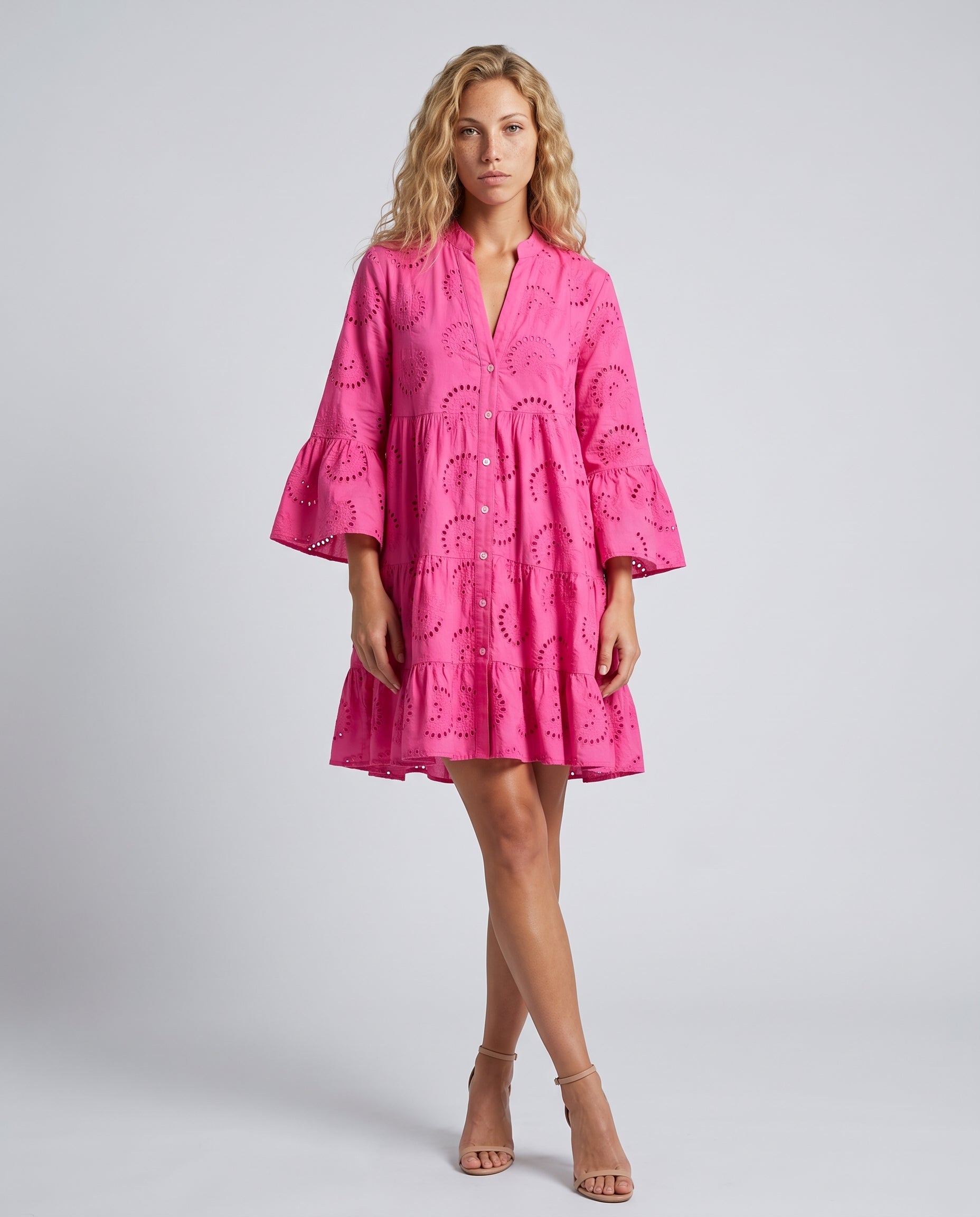 Edith | Embroidered Tiered Mini Dress