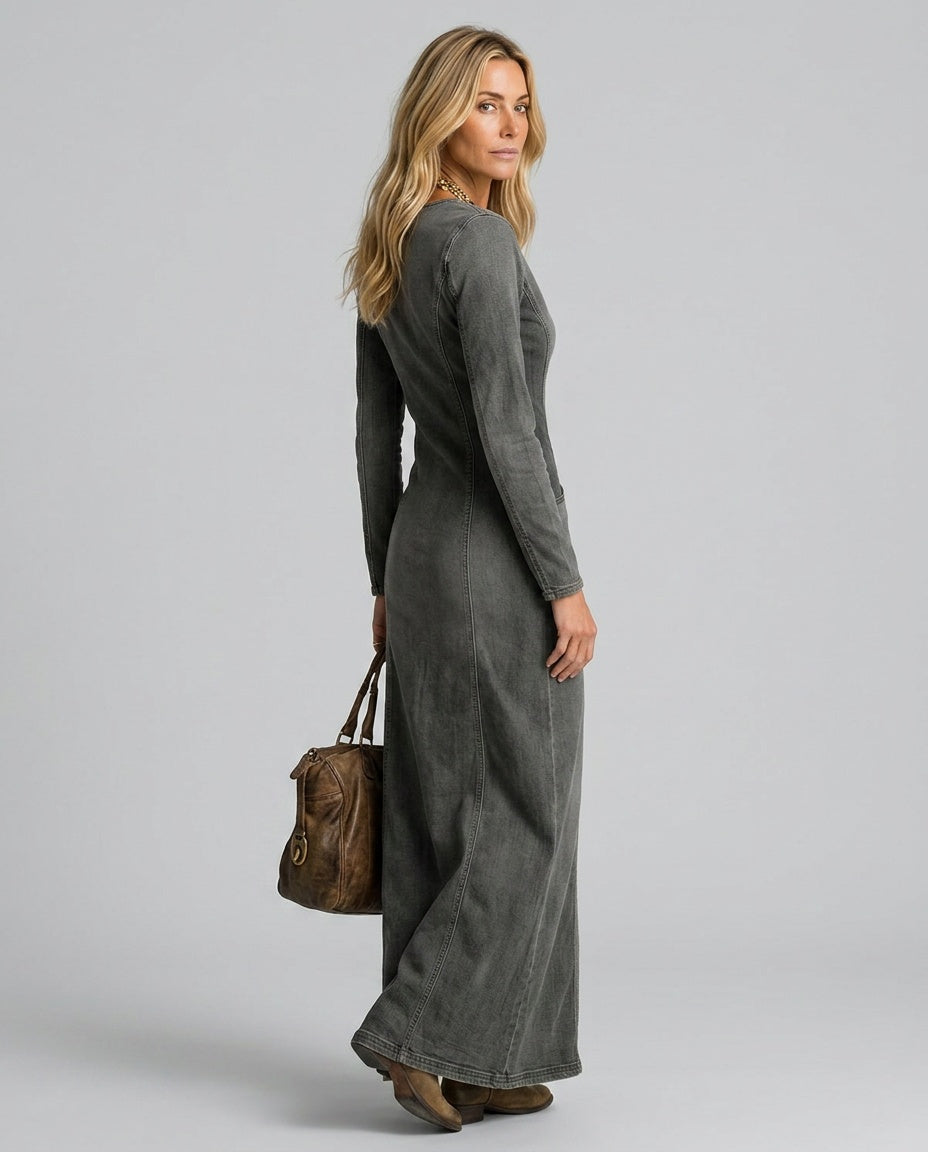 Opal | Button-Front Denim Maxi Dress