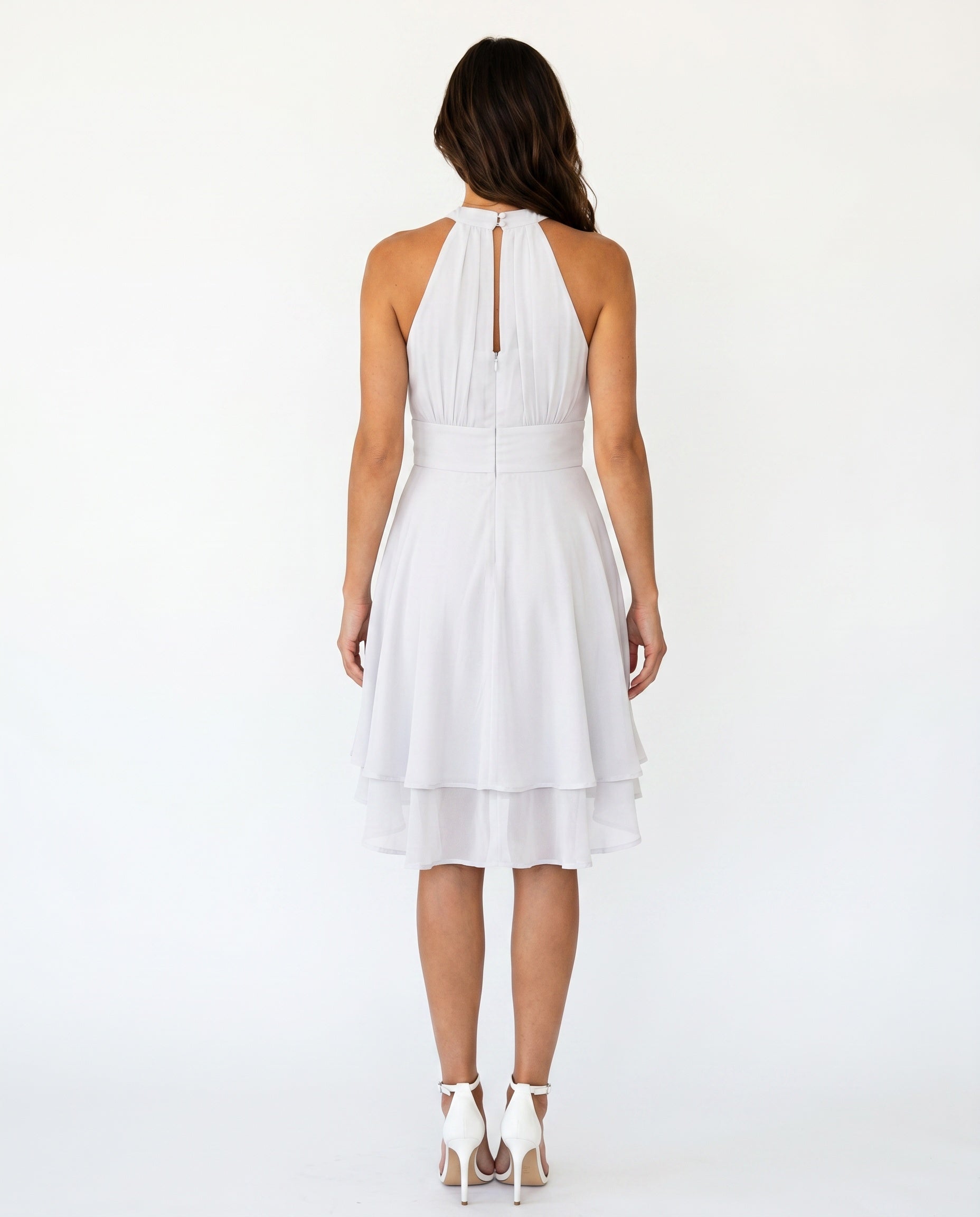 Celeste | Halter Ruffle Flared Midi Dress