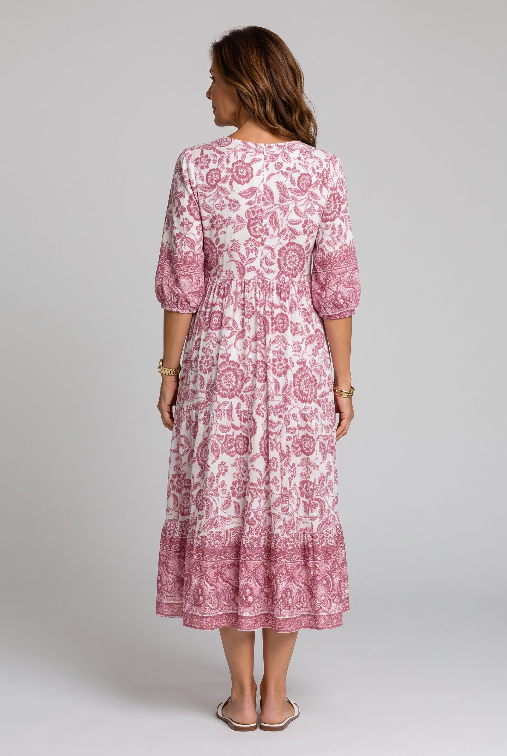 Soraya | Tiered Block Print Boho Midi Dress