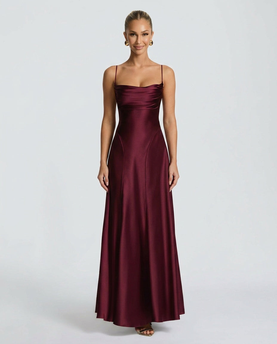 Adelina | Ruched Spaghetti Strap Maxi Dress