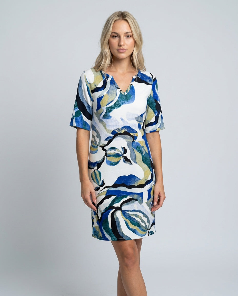 Elena | Abstract Print Summer Midi Dress