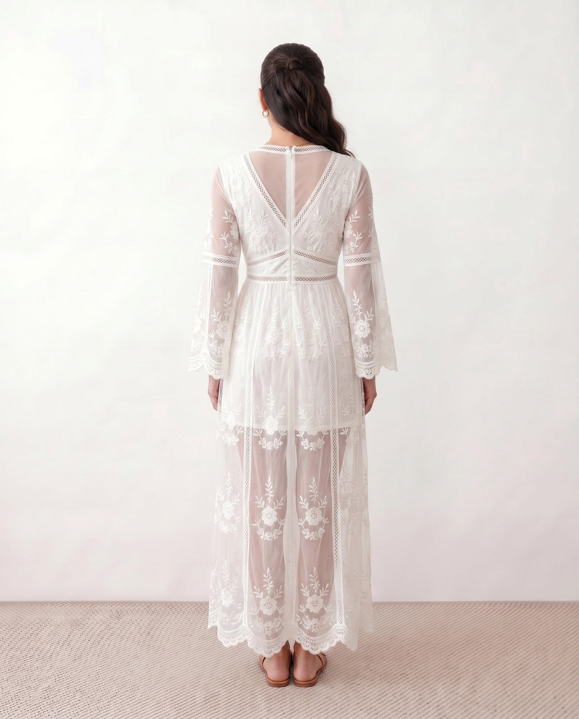 Elin | Lace Plunge Neck Maxi Dress