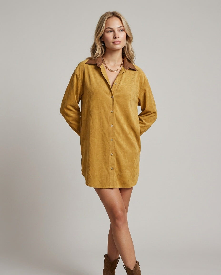 Marlowe | Loose Lapel Suede-Look Mini