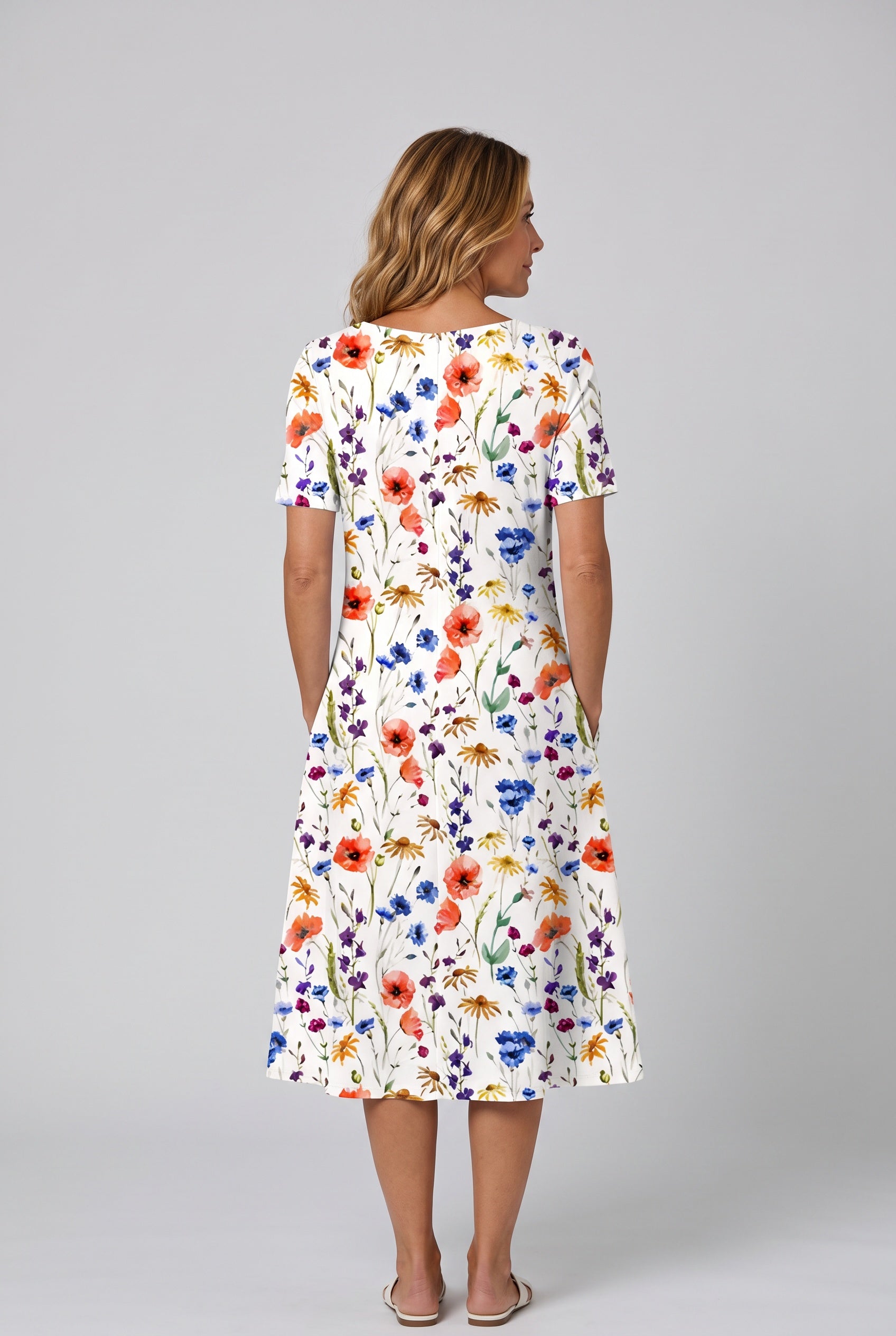 Quinn | Printed Short Sleeve Midi Dress