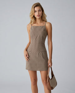 Leona | Gingham Spaghetti Strap Mini Dress