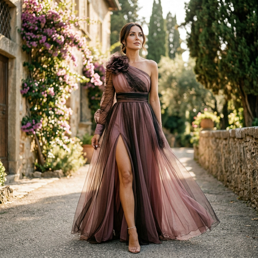 Helena | One-Shoulder Draped Maxi Dress