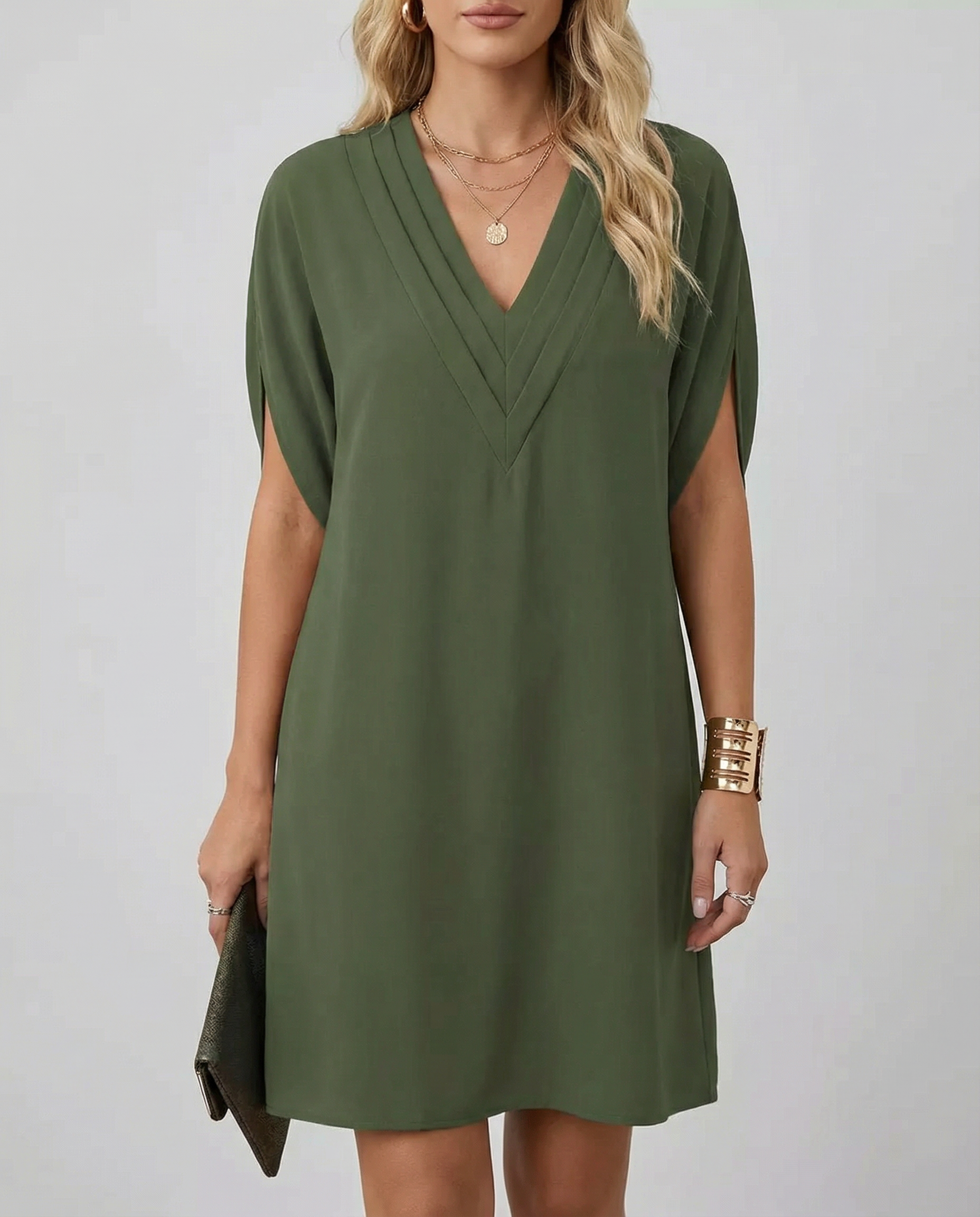 Maeva | V-Neck Multi-Layered Casual Midi Dress