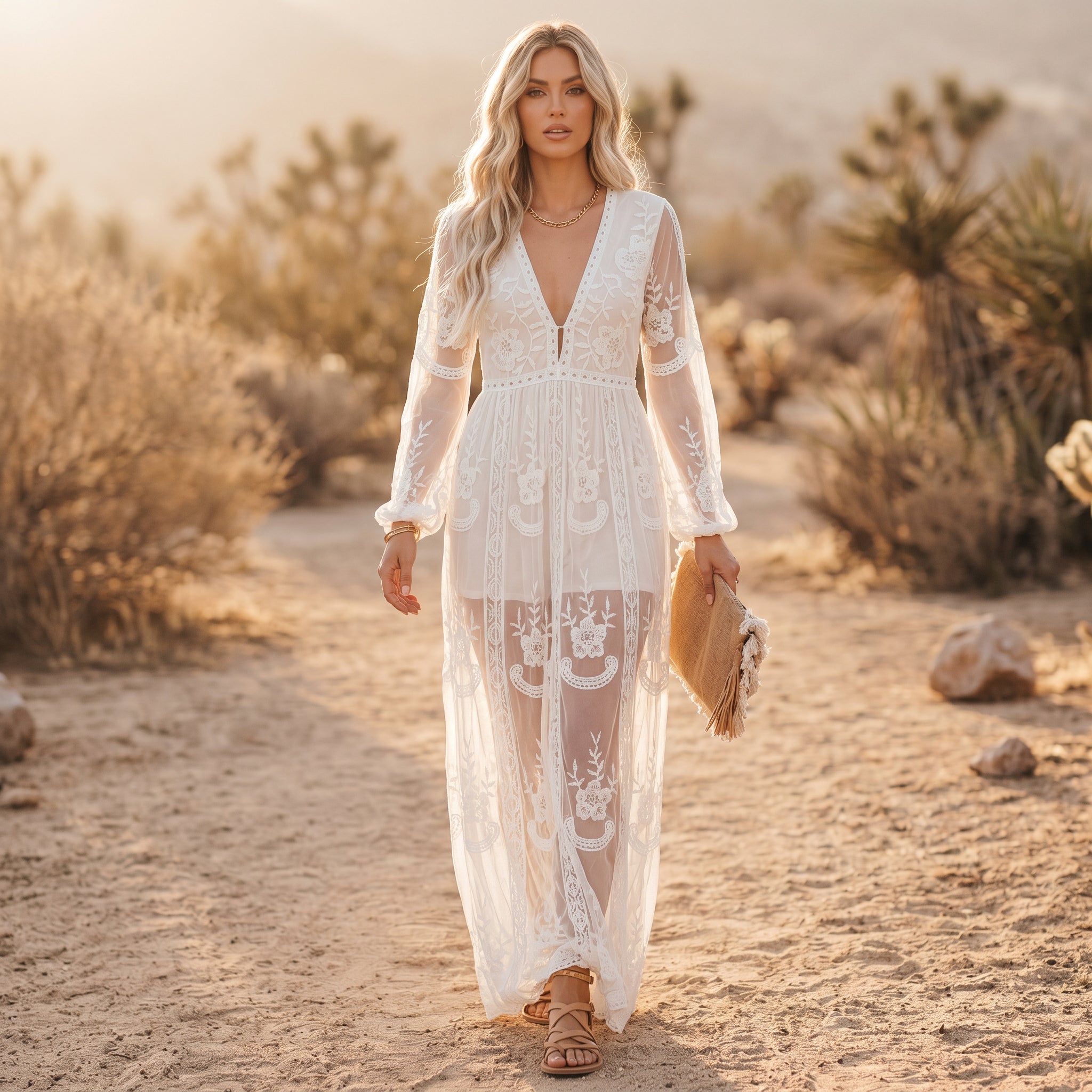 Josephine | Long Sleeve White Maxi Dress