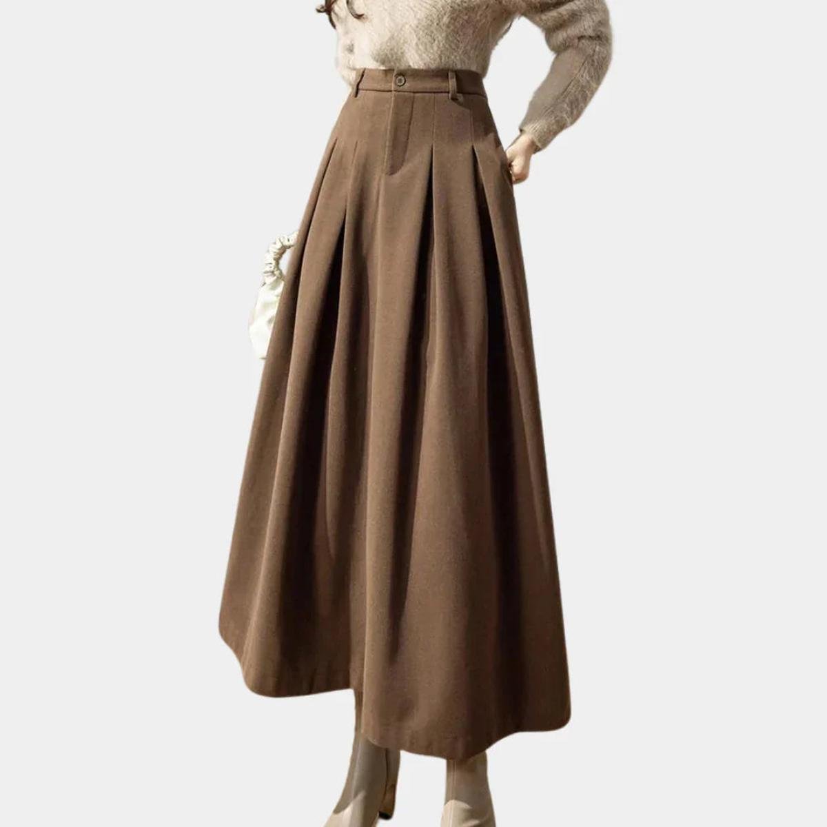 Harlow | Ankle-Length A-Line Stretch Wool Maxi Skirt