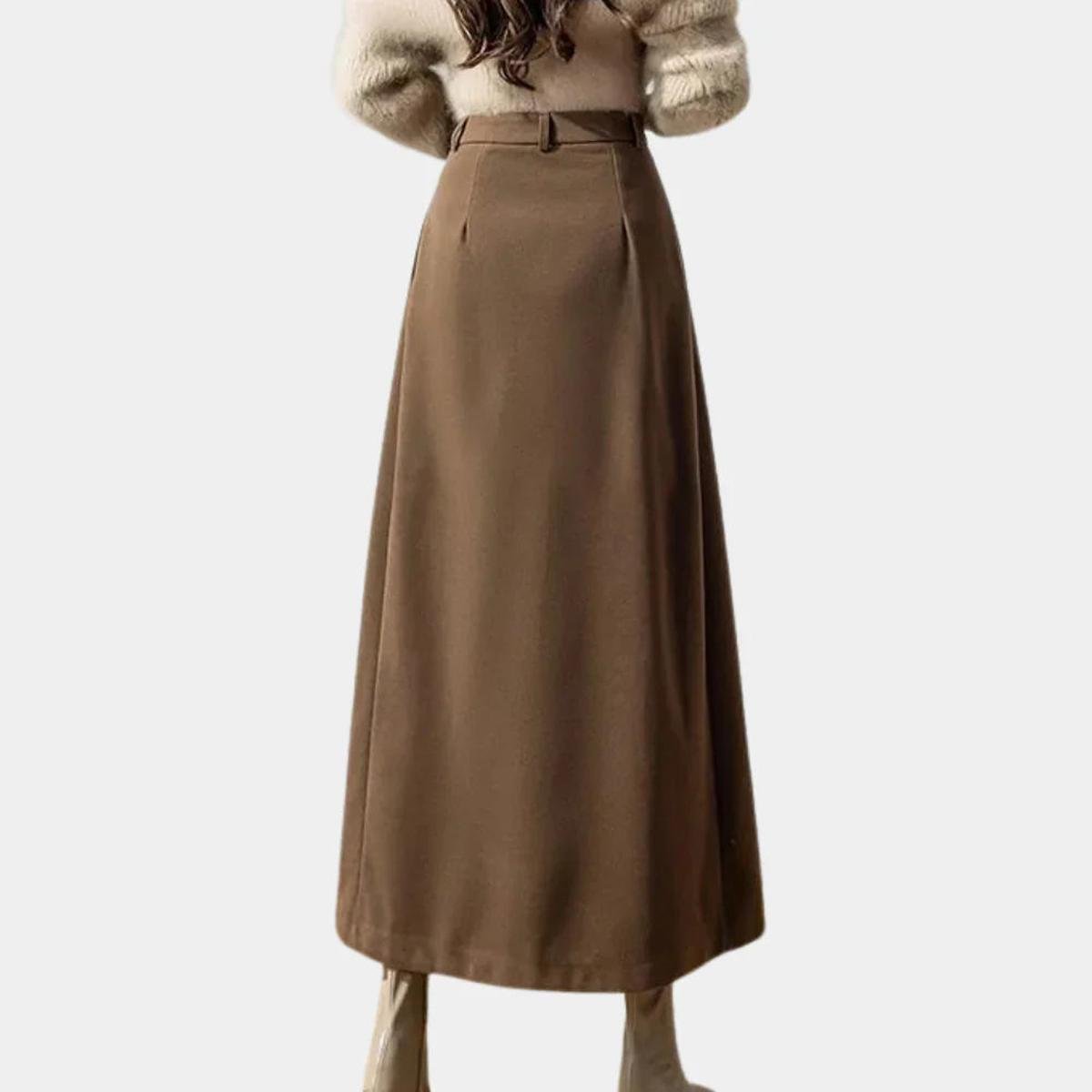Harlow | Ankle-Length A-Line Stretch Wool Maxi Skirt