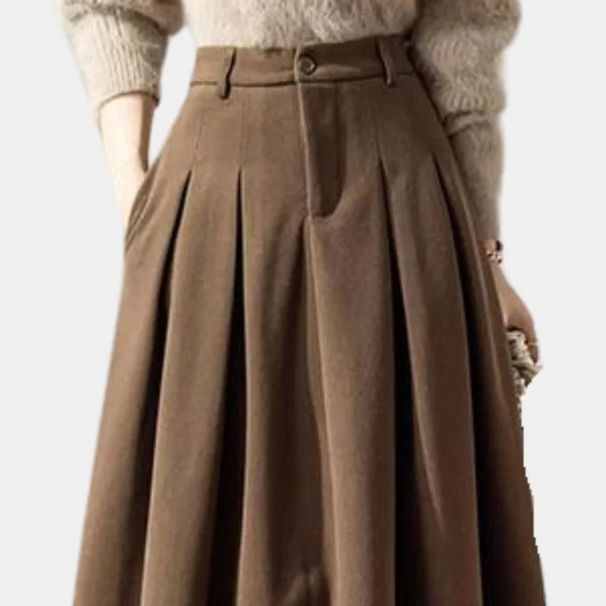 Harlow | Ankle-Length A-Line Stretch Wool Maxi Skirt