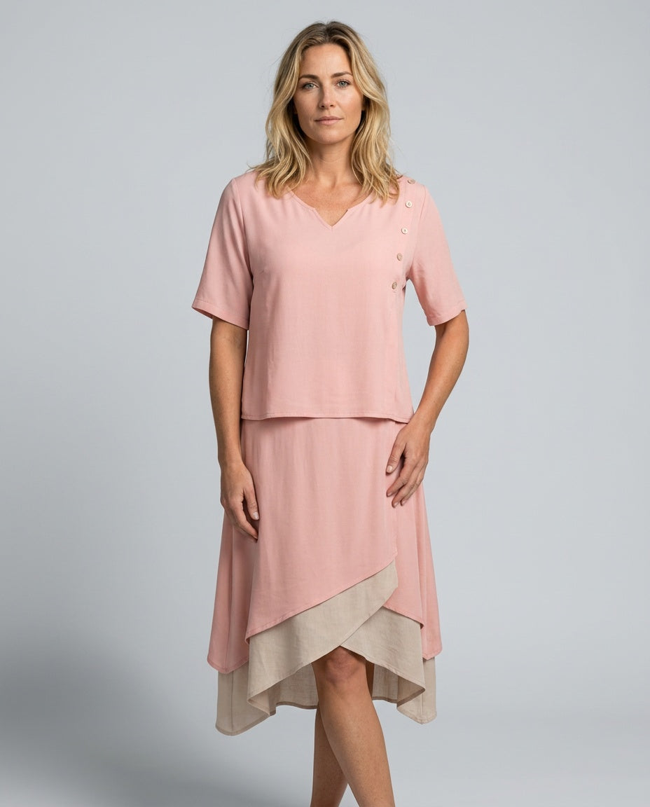 Micaela | Asymmetric Short Sleeve Two-Piece Set