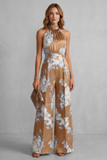 Aurelline | Floral Print Halter Wide-Leg Jumpsuit