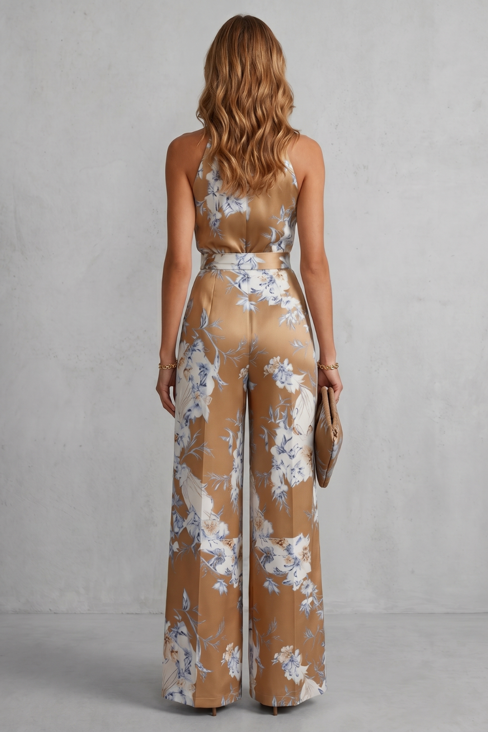 Selene | Floral Halter Neck Wide-Leg Jumpsuit
