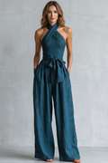 Aveline | Cross-Halter Wide-Leg Jumpsuit
